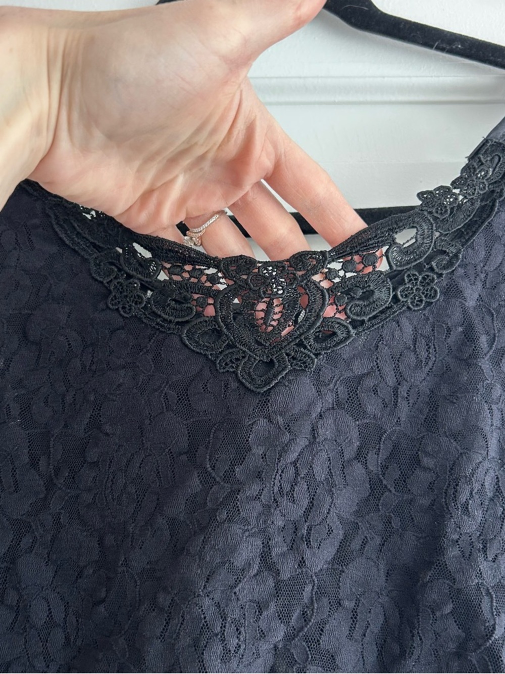 Black Lace-Overlay Tank Top with Crochet Trim